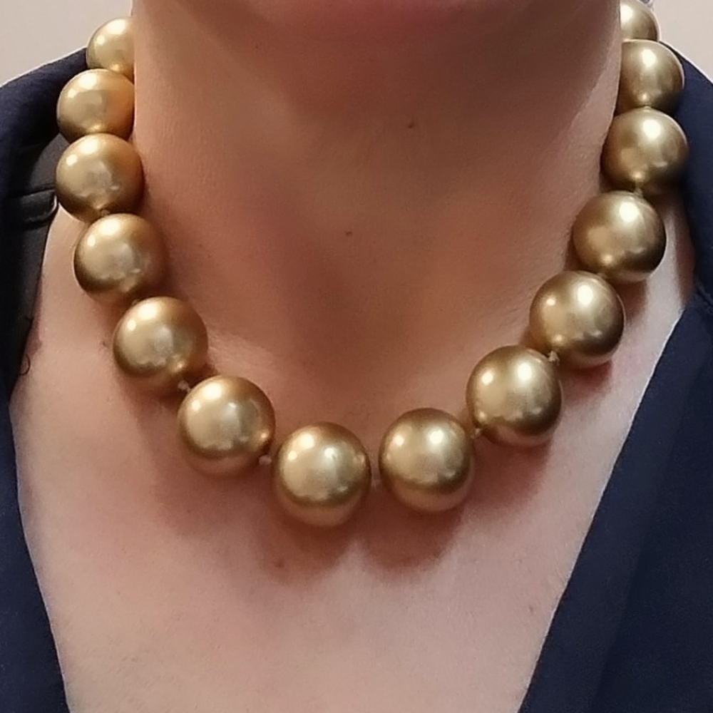 Huge Vintage Monet Gold Pearl Necklace